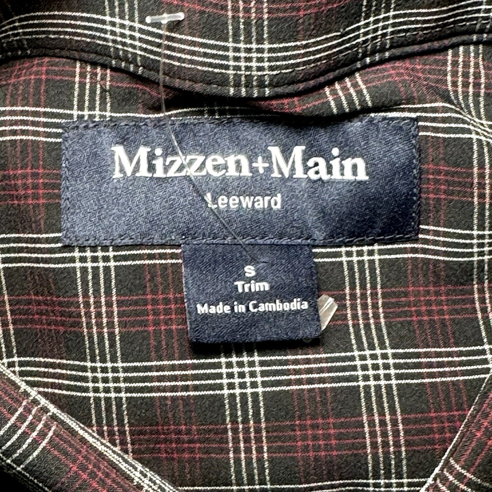 Mizzen Main Leeward Trim Fit Shirt S Small Trim Fit Black Purple Plaid Long New